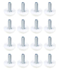 Rock Solid White Furniture Levelers 16 Pack M6 X 18mm Thread Table Leg Adjustable Feet 23mm Base Plastic Glides for stable support.