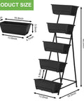 Five Tier Vertical Raised Garden Bed Planter Box With Drainage Holes Heavy Duty Metal Frame For Indoor Outdoor Use
