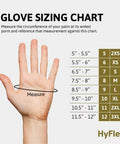 Hand showing palm measurement for glove sizing chart, including sizes 5 to 3XL. HyFlex 11-644 Cut-Resistant Work Gloves included.