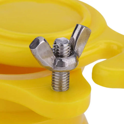 Close-up of Leak Proof Honey Gate Valve Kit with Precise Flow Control, featuring a stainless steel screw on yellow high-density nylon
