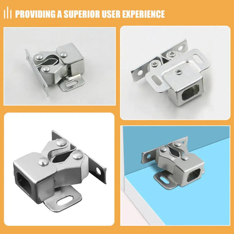 Sliding Mirror Door Catch Set Eight Piece Durable Low Profile Steel Latches With Double Ball Tension Rollers Easy Install
