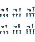 Hardened Steel Thirty Piece T15 Torx Screw Set For Rack Systems And Pedal Plates showing various screw sizes and shapes.