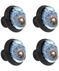 Dark Dandelion Crystal Glass Cabinet Knob Set 4 Pack Round Drawer Pulls For Dressers, Kitchen Cabinets, Bathrooms, And Wardrobes Durable ABS Base