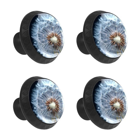 Dark Dandelion Crystal Glass Cabinet Knob Set 4 Pack Round Drawer Pulls For Dressers, Kitchen Cabinets, Bathrooms, And Wardrobes Durable ABS Base