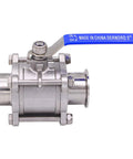 DERNORD 2-inch sanitary ball valve with blue lever, 304 stainless steel tri-clamp ends.