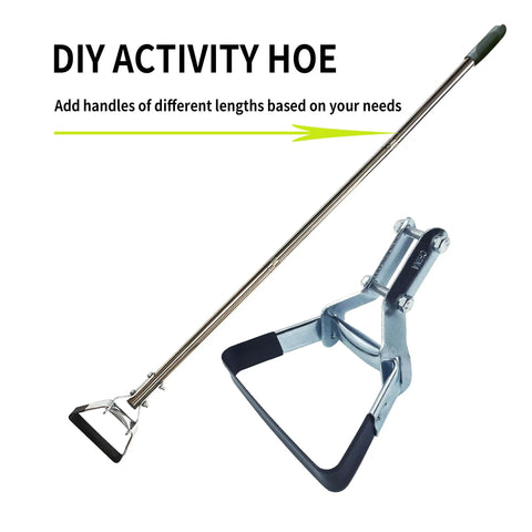 Stirrup Hoe Garden Tool With Adjustable Loop Heads For Easy Peasy Weeding, shown with replaceable heads for DIY use.