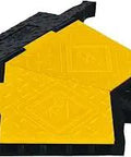 Five Channel Cable Protector Jacket With 45 Degree Right Turn For YJ5 125 Tough All Weather Polyurethane Yellow With Black Interlocking Modular Design For Easy Cable Placement featuring yellow and black sections, angled view.