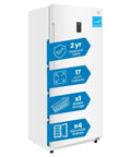 Built Tough 17 Cubic Foot Upright Convertible Fridge And Freezer With Auto Defrost showing 17 cu ft capacity and removable shelves.