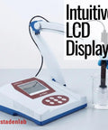 Benchtop pH Meter With Lab-Grade Electrode, 0.01 pH Accuracy, 3-Point Calibration, testing liquid in beaker
