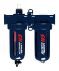 Air Cleaner and Dryer for Air Tools PA208503AV with Oil Removal Filter, blue unit, front view showing dual filters and desiccant system.