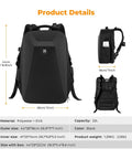 Hard Shell Camera Backpack For DSLR And Mirrorless Gear, Waterproof 22L Travel Case dimensions and material details.