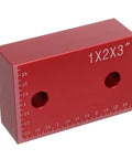 No Bull Precision Height Gauge For Woodworkers, Metric And Inch Setup Bars, Slick Anodized Aluminum Fence Rail For Table Saw And Router Tool, Built Damn Tough And Shop Ready Design - close up of anodized aluminum gauge block with markings.