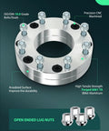 2 Inch Wheel Spacers Adapters For 6x5.5 To 8x180 Bolt Pattern, 108mm Hub Bore, 14x1.5 Studs, top view with lug nuts