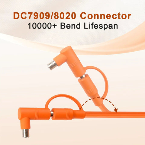 DC7909/8020 connector of Solar To DC 8mm Charge Extension Cable 10 Ft 12AWG Plus 14AWG Copper Core showing bend lifespan