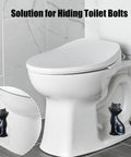 Chill Out Your Bathroom Look With This Ridiculously Cool Set Of Two Ceramic Cat Toilet Bolt Caps That Hides Exposed Bolts Hassle Free And Brings Serious Vibe In Matte Black on a toilet.