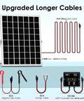 Pro Grade Solar Powered Battery Charger Trickle Maintainer 20W 12V MPPT Panel Kit with cables and IP68 controller