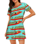 Dragon Boat Racing Inspired Women Sleep Shirt Nightgown Soft Cozy Nightdress With Short Sleeves Great For Chill Lounging