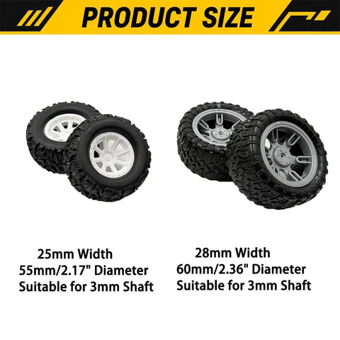 8 Piece Toy Wheel Set With Rubber Tires And Metal Shafts For DIY RC Cars Trucks And Robot Projects Includes Small And Big Diameter Wheels