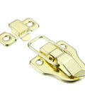 Duck-Billed Toggle Hasp Latch Set For Boxes And Chests, Metal Box Latch With Mounting Screws, Gold Finish, 2 Pack, close-up view