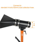 Adjustable Dust Hood With Floor Stand for Woodworking Dust Collector System, 4 inch hose attachment visible