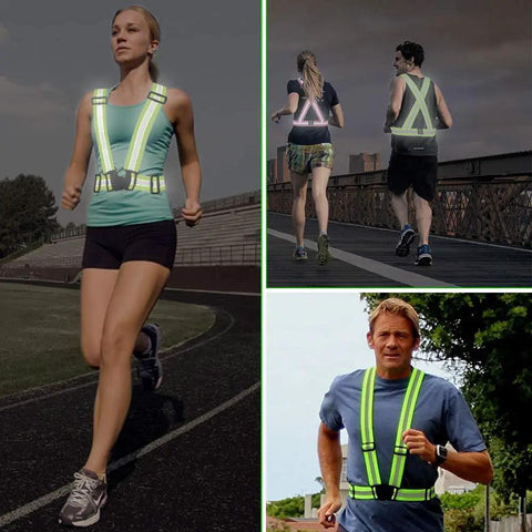 Individuals wearing High Visibility Reflective Safety Vest 2 Pack For Night Runs And After Dark Adventures, running outdoors.