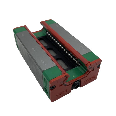 Close-up of Beefed Up Linear Guide EGH25CA Carriage for CNC Machines and Robotics with Gothic Arch Contact Design