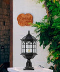 Solar Post Light Fixture For Outdoor Gardens And Patios With Vintage Die Cast Aluminum In Oil Rubbed Black And Clear Glass, Weather Resistant Pier Lamp, LED Warm White Or Cool White, No Fuss Install And Hardwired Ready