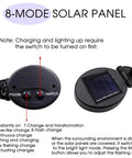 Outdoor Solar Garden Lights Waterproof 200 LED Twinkling Firework String Lights With 8 Modes showing solar panel and controls
