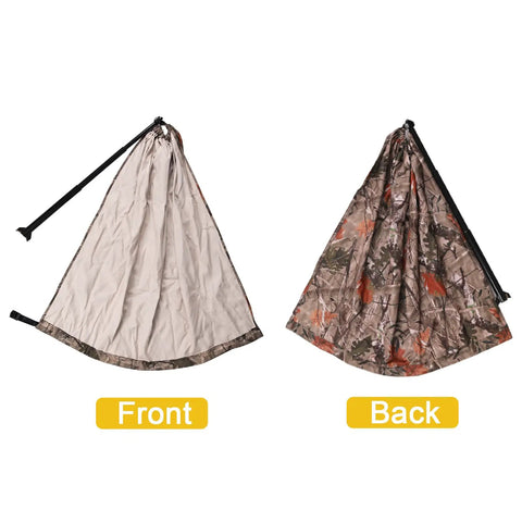Front and back view of Camo Tree Hammock Chair for Hunting and Camping, showing camouflage and plain fabric sides.