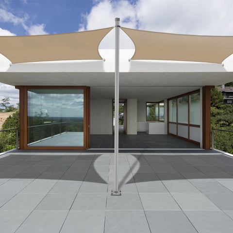 30 X 32 Foot Rectangle Sun Shade Sail With Heavy Duty UV Resistant Fabric Wire Cable And A Rings Weather Resistant Outdoor Canopy Cover For Pergola Backyard Or Garden Sand Color installed on rooftop outdoor patio