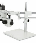 Trinocular Zoom Microscope With 3.5X To 180X Magnification, 144 LED Ring Light, 18MP USB 3.0 Camera, A Real Workhorse Stereo Microscope For Biology, Electronics, QC, And Detailed Inspections on stand
