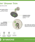 Elm Satin Nickel Shower Trim With Secondary Volume Control 5 Spray Round Showerhead ADA Compliant Brass And Zinc Lever
