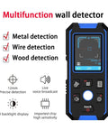 Heavy Duty Handheld No Sweat Stud Finder And Wall Scanner With Bright Digital Display showing features like metal, wire, and wood detection.