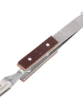 Ultimate Third Hand With Curved Tweezers For Jewelry Welding Electronics Repair Craft Projects 360 Degree Rotating Self Locking Precision Tool with metal tweezers and wooden grip.