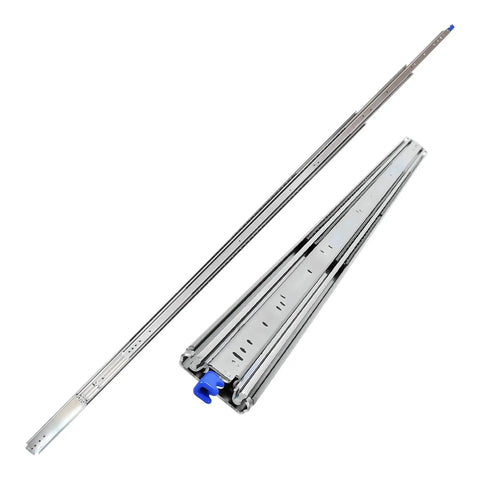 Heavy Duty Drawer Slides With Lock And Side Mount Industrial Rails, Q235 Cold Rolled Steel Construction, Supports Up To 300 Pounds, Rust Resistant Electroplated Finish, Smooth Quiet Operation For A Solid Everyday Workhorse. side view