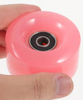 Close-up of pink skate wheel with bearing from 4 Pack Roller Skate Wheels With Bearings Double Row Outdoor Quad Skating Wheels Semi Jelly PU Material Replacement Parts For Roller Skates For Recreational Use