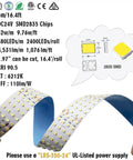 Quad Row 24V DC LED Strip Light Daylight White 90 CRI Flexible Tape 5m 16.4ft 17,650 Lumens Per Roll For Retail Shops And Videography Lighting IP20 Pro Grade Bright showing chip design and flexibility