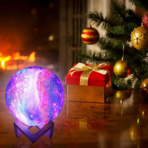 Galaxy Lamp With Wooden Stand 16 LED Color Changing Night Light Touch And Remote USB Rechargeable 7.1 Inch beside gift