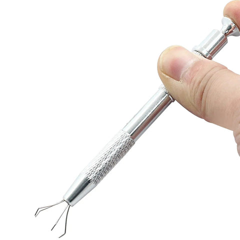 4 Claw Pick Up Tool With Stainless Steel Prongs, Waterproof And Corrosion-Resistant Ball Grabber For Jewelry, Terp Pearls, IC Chips, Nails And Tiny Electronics Components, Easy Grabber, Silver
