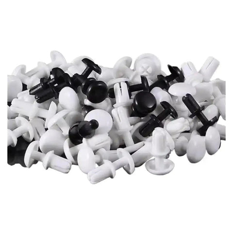 Rugged Nylon Rivet Clips Black And White Universal Auto Trim Fasteners mixed pile of clips for vehicle panel installation
