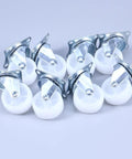 8 Pcs Inch Swivel PP Caster Wheels for Furniture and Workbench, set of white wheels with metal mounts, designed for smooth movement.