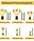 Heavy Duty 125 Piece Picture Hanging Kit With Tough Nails And Wall Anchors For Drywall And Wood Surfaces Handles Big Canvas Loads Like A Champ Every Single Time, showing various weight hangers and nails.