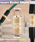 Yakamoz brass pressure washer hose adapter M22-14mm male coupler, 4-pack, 5000 PSI, heavy-duty leak-free fittings