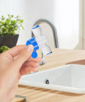 Super Easy Push To Connect White Pom Water Purifier Fittings Kit With 10 Pieces Smooth Hose Connectors No Burrs For Home Filters And Professional Use Super Durable And Quick Install, white 3-way fitting in hand