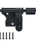 Black Heavy Duty Slide Bolt Latch Tough As Nails Security Gate Lock For Outdoor Fences Garden Sheds Barn Rust Proof Door Hardware Stainless Steel 4 Inches Wide with screws.