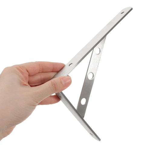 2 Pack Heavy Duty L Shaped Shelf Brackets Wall Mounts With Thick Diagonal Brace Stainless Steel Silver Finish for Wood Shelves