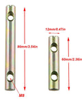 Barrel Nut Set Four Piece Slotted Nut Kit With Two Hole Cylindrical Cross Dowels, sizes 90mm and 60mm shown