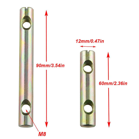 Barrel Nut Set Four Piece Slotted Nut Kit With Two Hole Cylindrical Cross Dowels, sizes 90mm and 60mm shown