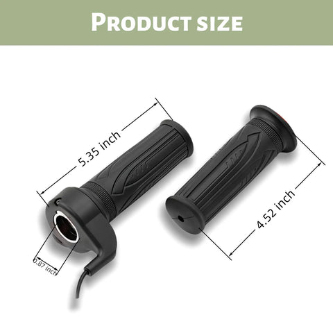 Full Twist Throttle Grip for Ebikes and Scooters, 22.2mm Clamp, 12V to 72V Universal, 3 Pin Waterproof Connector, Snappy Response and Smooth Acceleration on Most 24V to 72V Systems