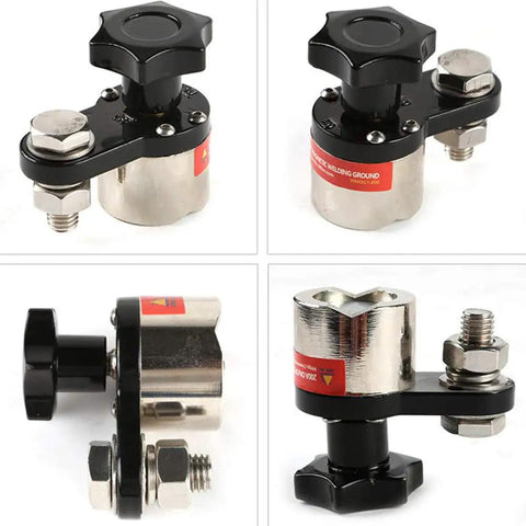 Heavy Duty 200A Magnetic Welding Ground Clamp With Switchable On Off Instant Ground Clean Magnetic Field Fast Setup, side view